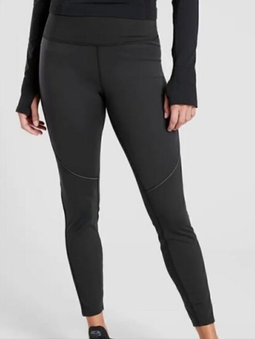 Athleta Cold Front Hybrid Run Tight Black High Waist Reflective Piping Leggings - Picture 3 of 12